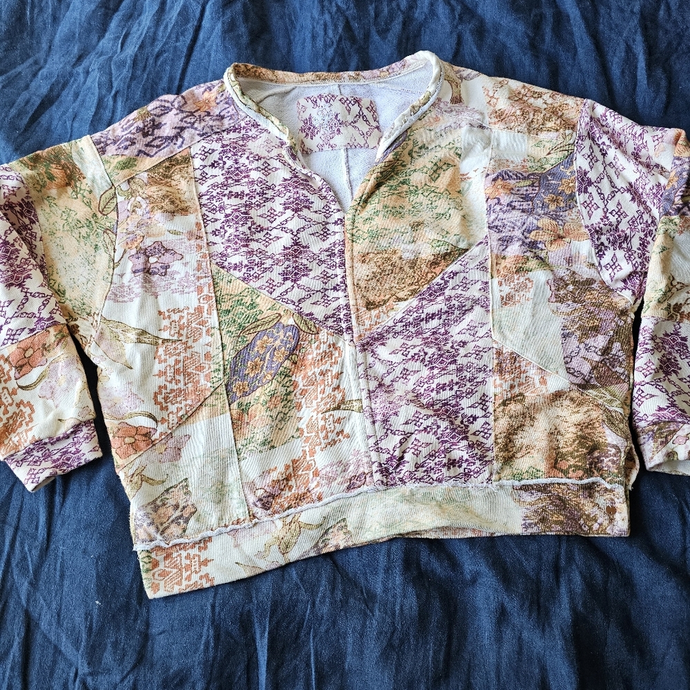 Anthropologie Pilcro Floral Patchwork Sweatshirt